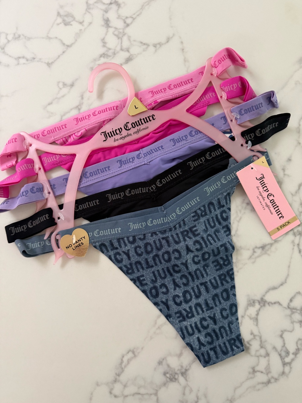 Juicy Couture Thong 5-Pack - Size Large